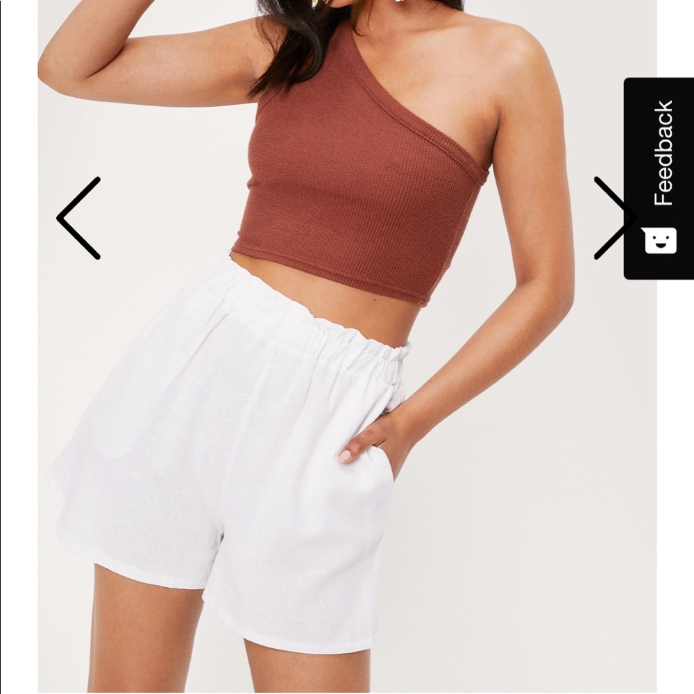 Nasty Gal Linen High Waisted Elastic Shorts